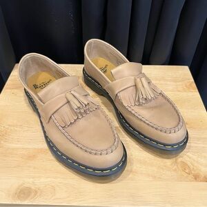 Dr. Martens Adrian Yellow Stitch Light Tan/Beige Tassel Loafers Men's US 10